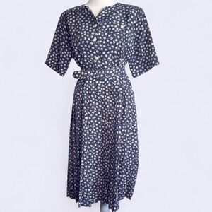 Vintage Orvis Women's Midi Floral Belted Dress Cottagecore Retro